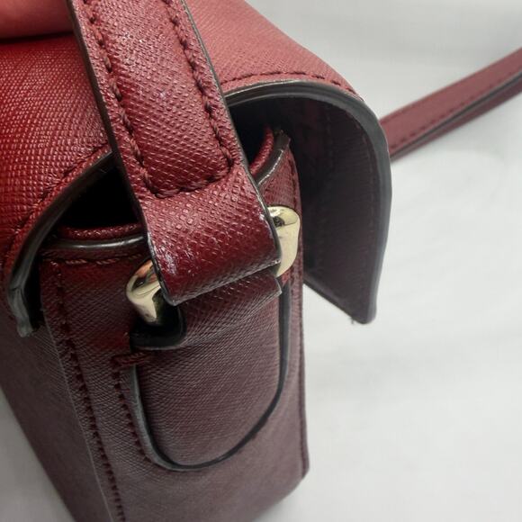 Kate Spade New York Crossbody Bag Burgundy Leather Purse Flap Shoulder Bag - Picture 7 of 14
